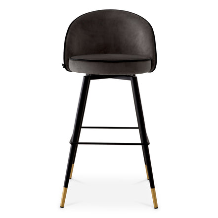 Scaun de bar Cooper, catifea roche gri închis, set de 2