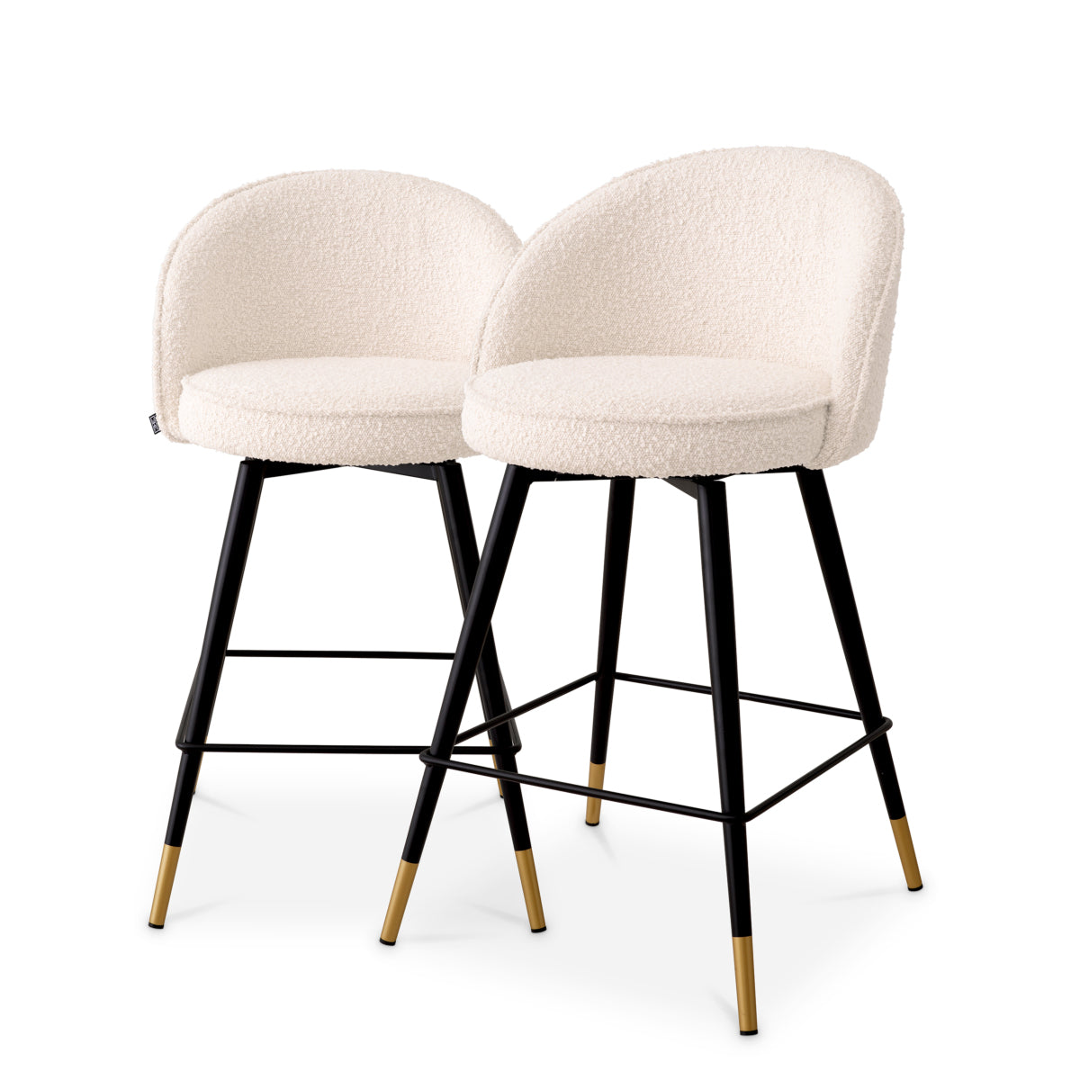 Scaun de bar Cooper (înălțime blat), bouclé crem, set de 2