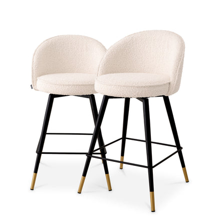 Scaun de bar Cooper (înălțime blat), bouclé crem, set de 2