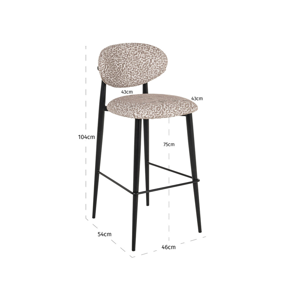 Scaun de bar Dantes, geo natural, ignifug – desen tehnic cu dimensiuni