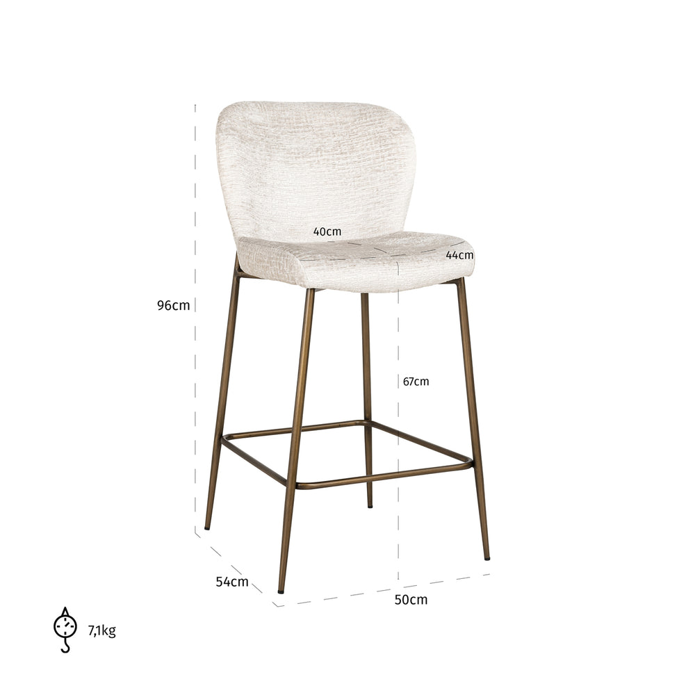 Scaun de bar Darby (înălțime blat), fusion crem – desen tehnic cu dimensiuni