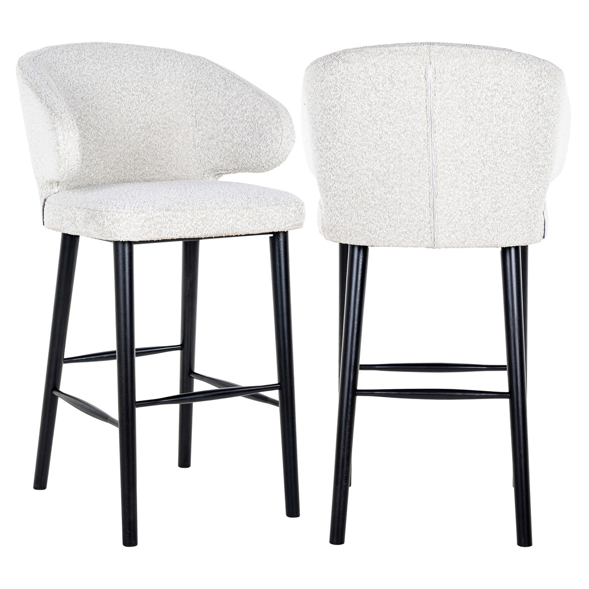 Scaun de bar Indigo, bouclé alb