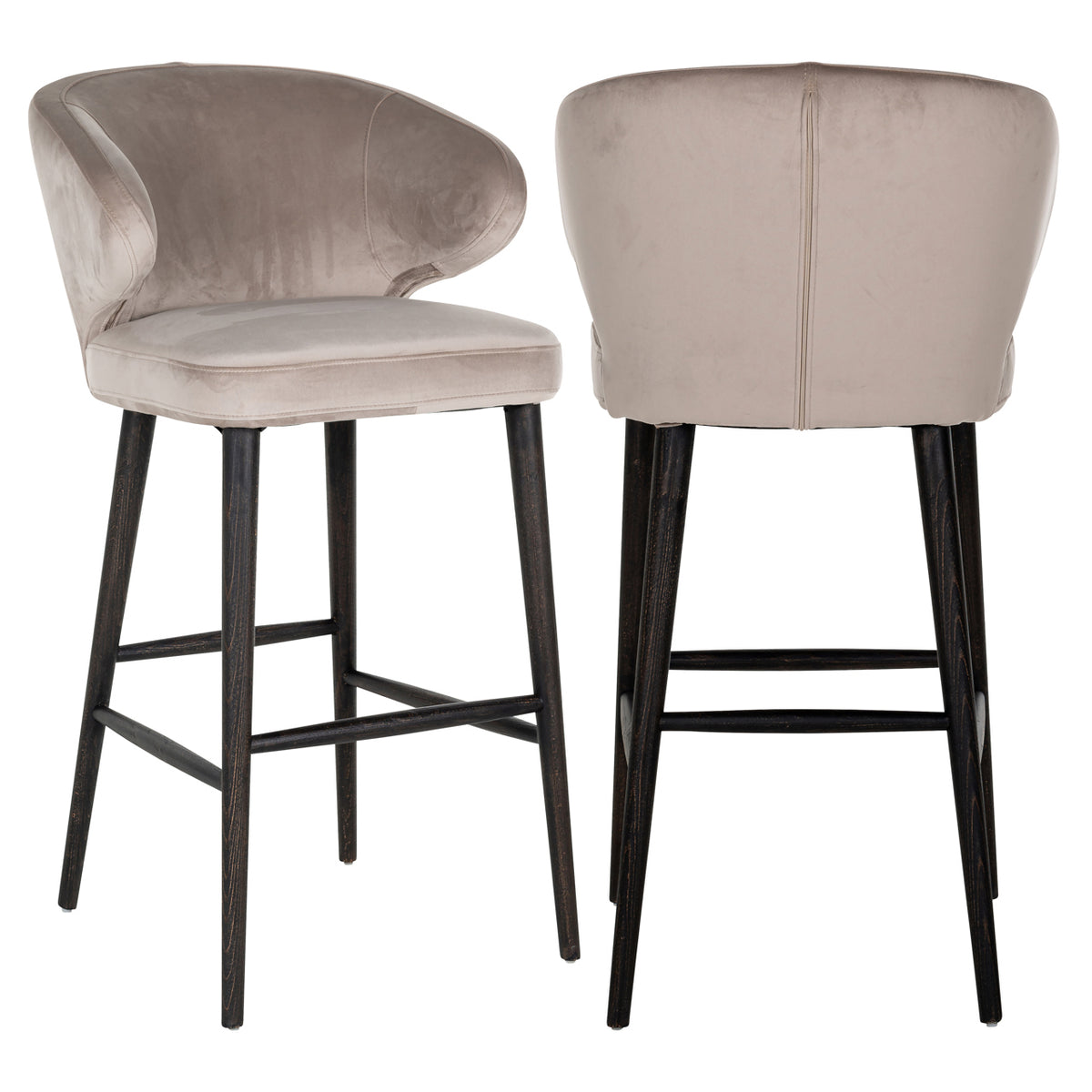 Scaun de bar Indigo, catifea kaki