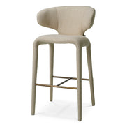 Scaun de bar Josephine, renato ecru, finisaj bronz