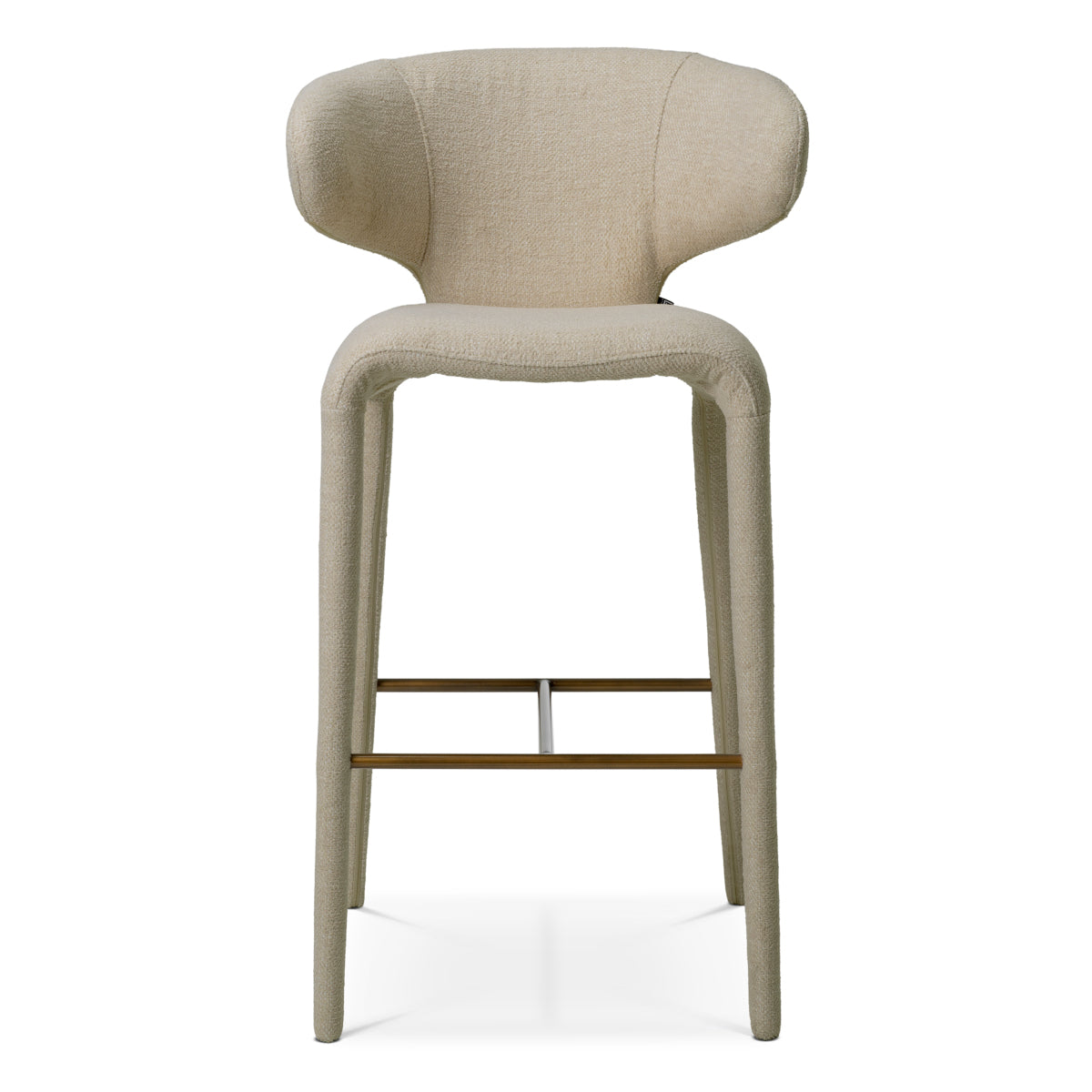 Scaun de bar Josephine, renato ecru, finisaj bronz