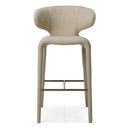 Scaun de bar Josephine, renato ecru, finisaj bronz