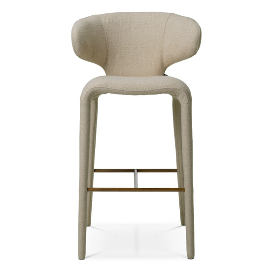 Scaun de bar Josephine, renato ecru, finisaj bronz