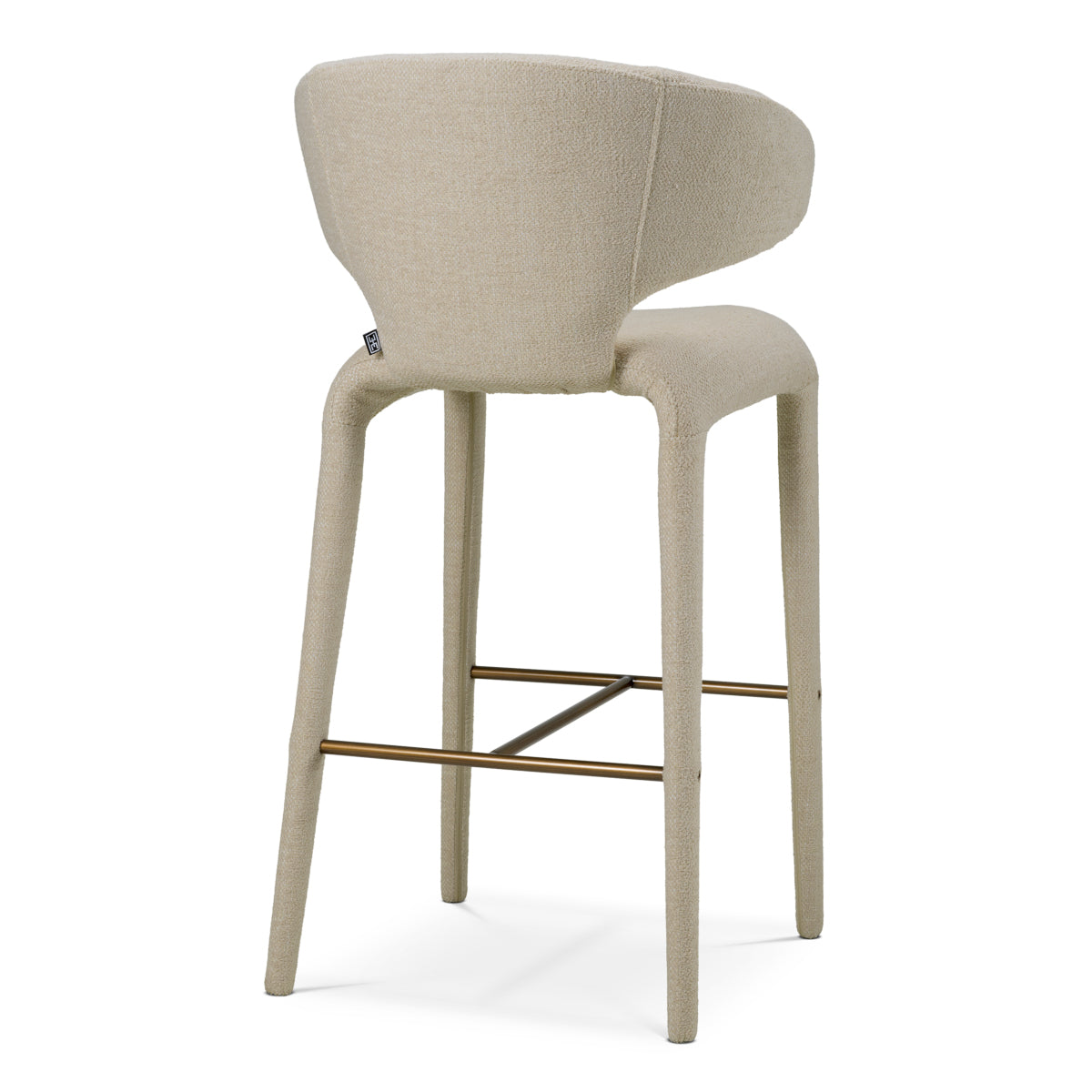 Scaun de bar Josephine, renato ecru, finisaj bronz