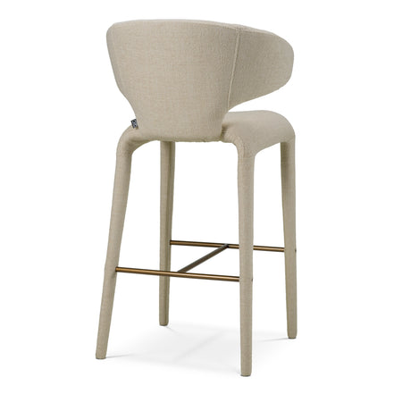 Scaun de bar Josephine, renato ecru, finisaj bronz