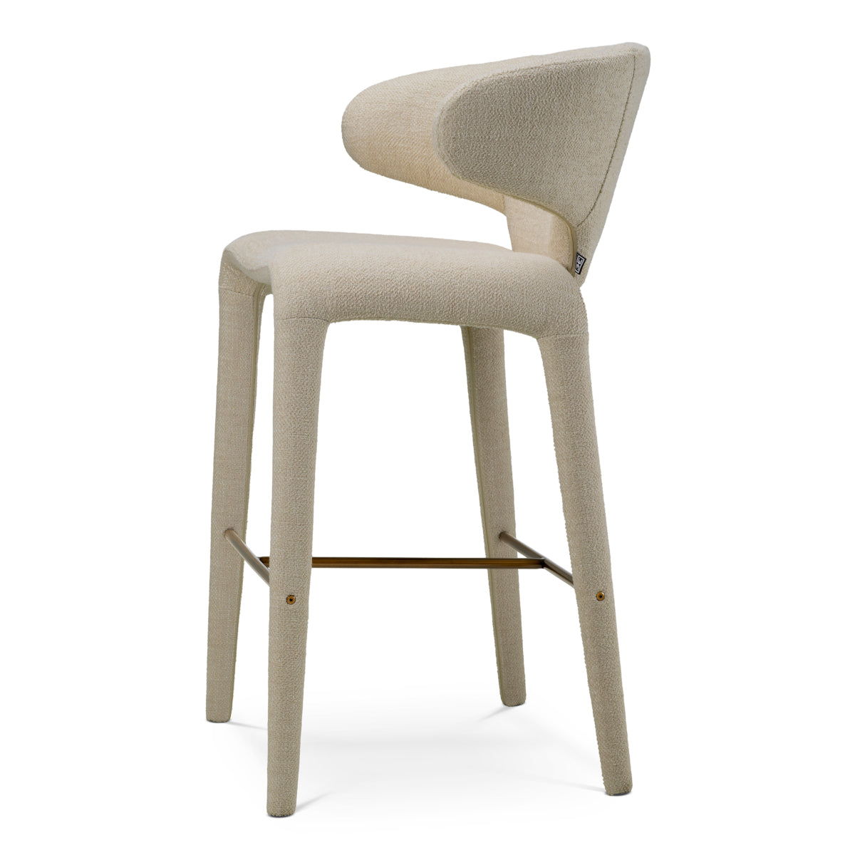Scaun de bar Josephine, renato ecru, finisaj bronz