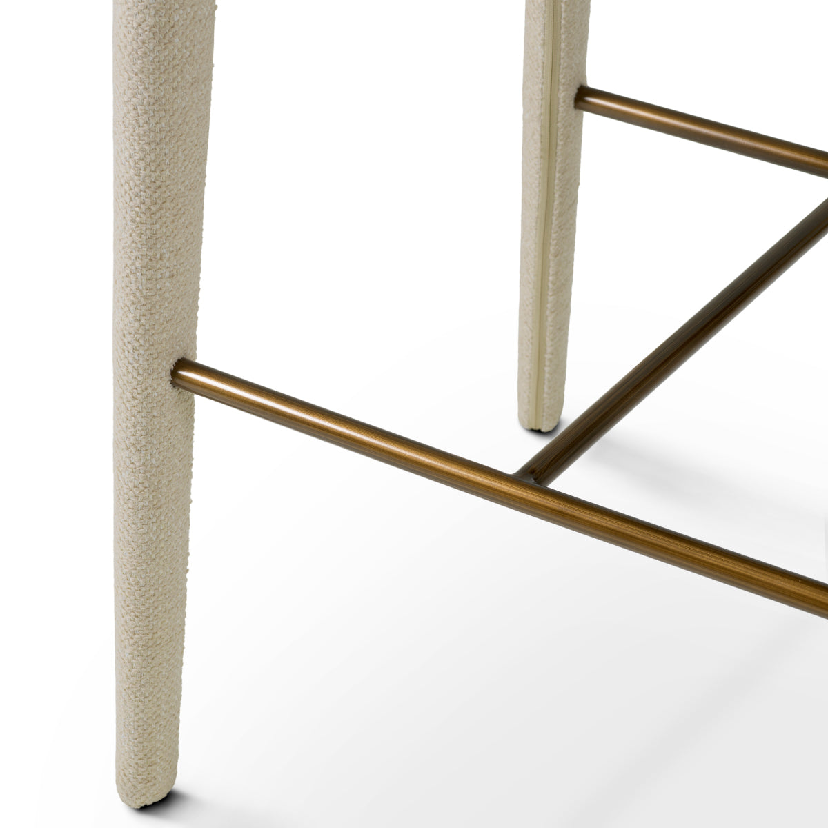 Scaun de bar Josephine, renato ecru, finisaj bronz