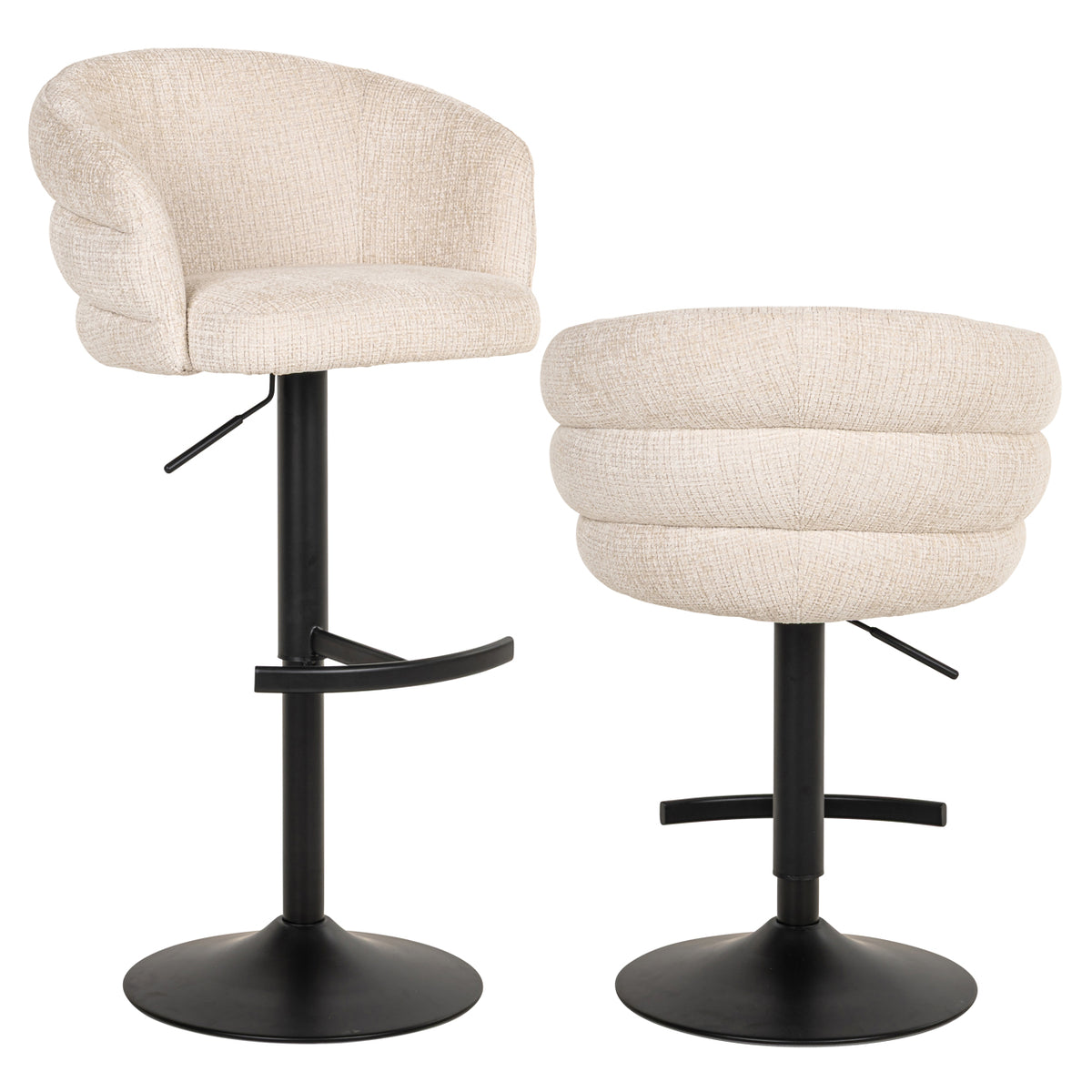 Scaun de bar Nikki, niagara bej, rotativ, ignifug