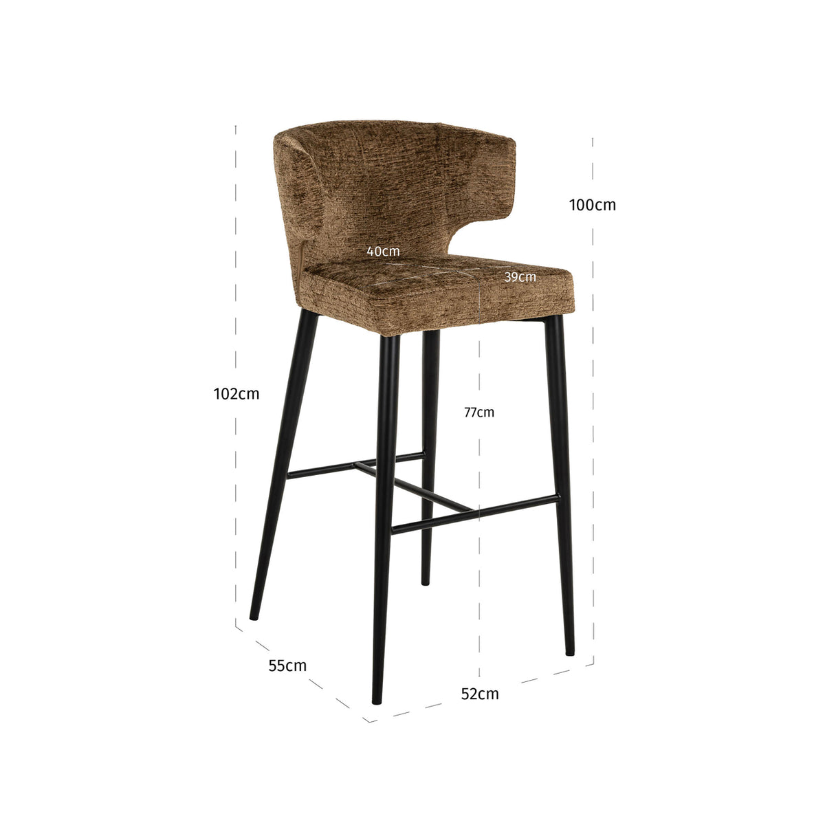Scaun de bar Taylor, brandy fusion, ignifug