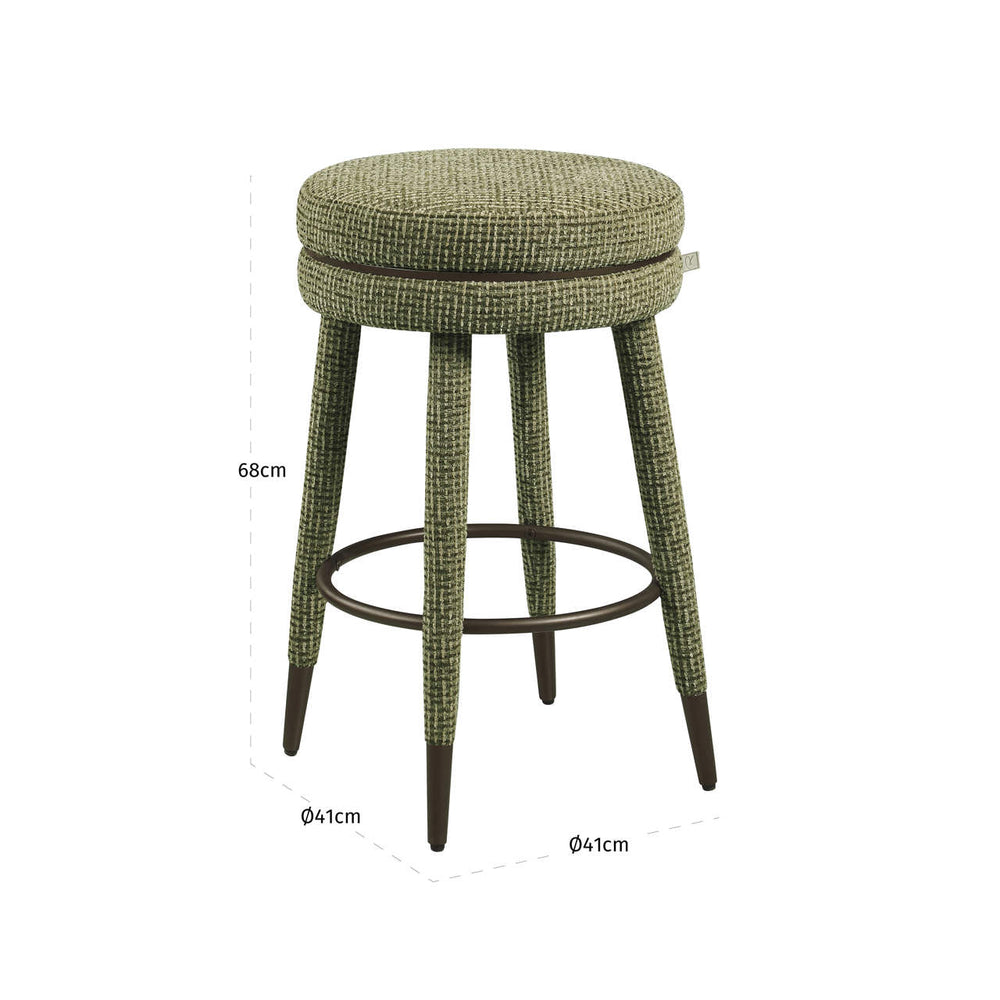 Scaun de bar Tenashar (înălțime blat), blockweave verde, rotativ – desen tehnic cu dimensiuni