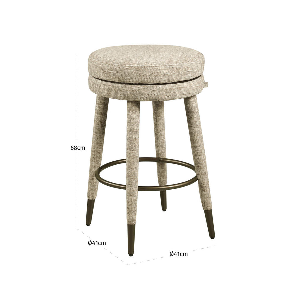 Scaun de bar Tenashar (înălțime blat), softweave natural, rotativ – desen tehnic cu dimensiuni