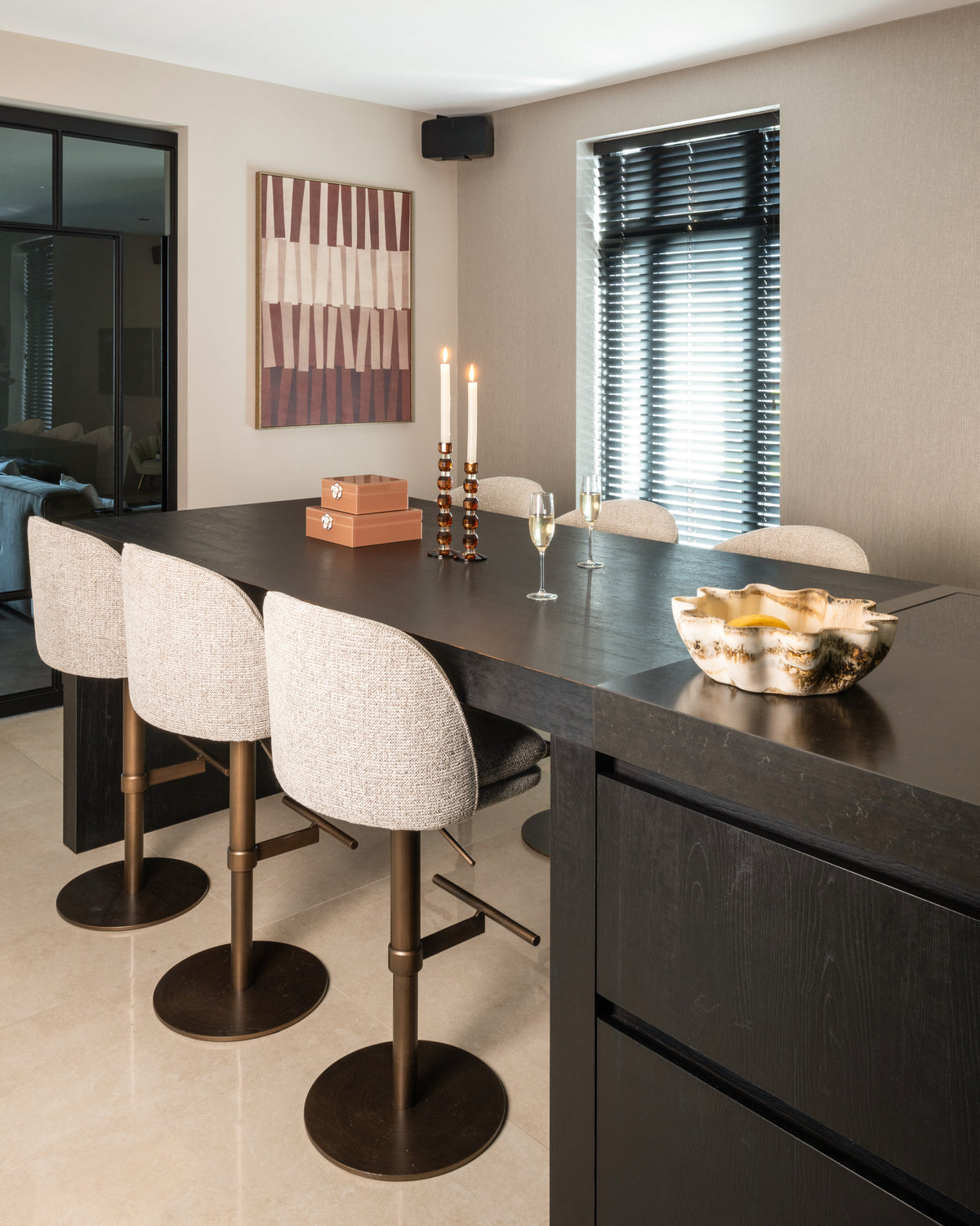 Scaun de bar Vesper, mocca fancy, rotativ – ambient