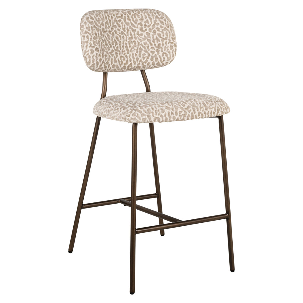 Scaun de bar Xenia (înălțime blat), leopard bej, ignifug (set de 2)