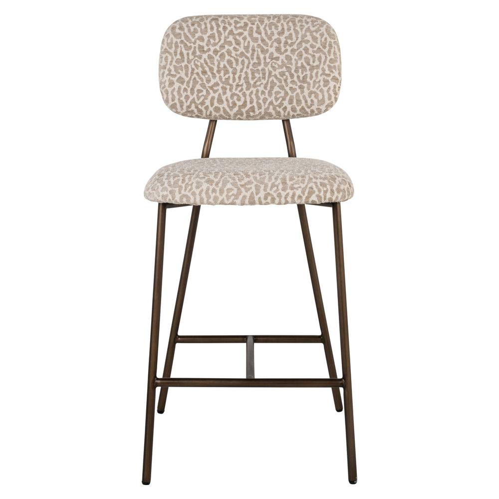 Scaun de bar Xenia (înălțime blat), leopard bej, ignifug (set de 2)