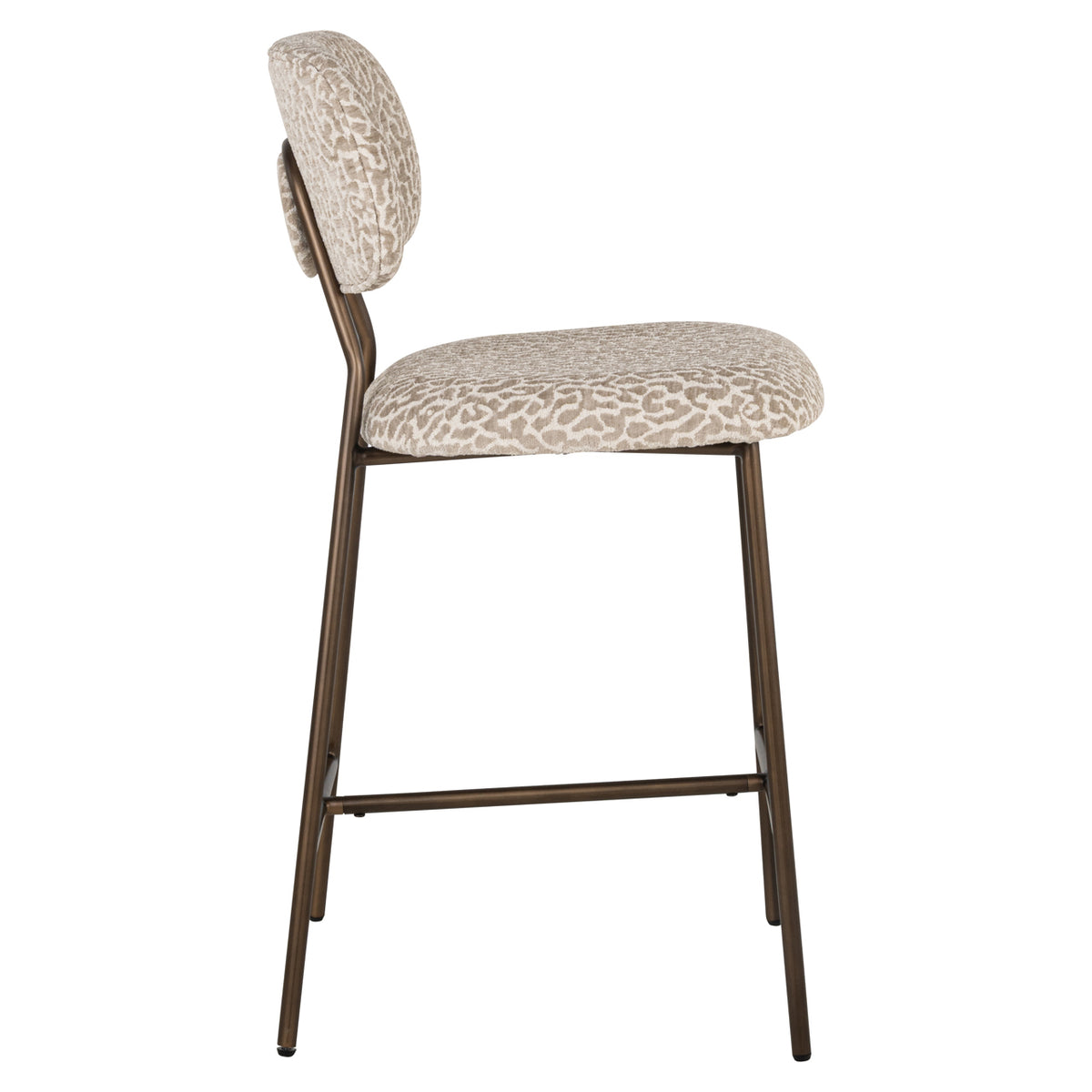 Scaun de bar Xenia (înălțime blat), leopard bej, ignifug (set de 2)