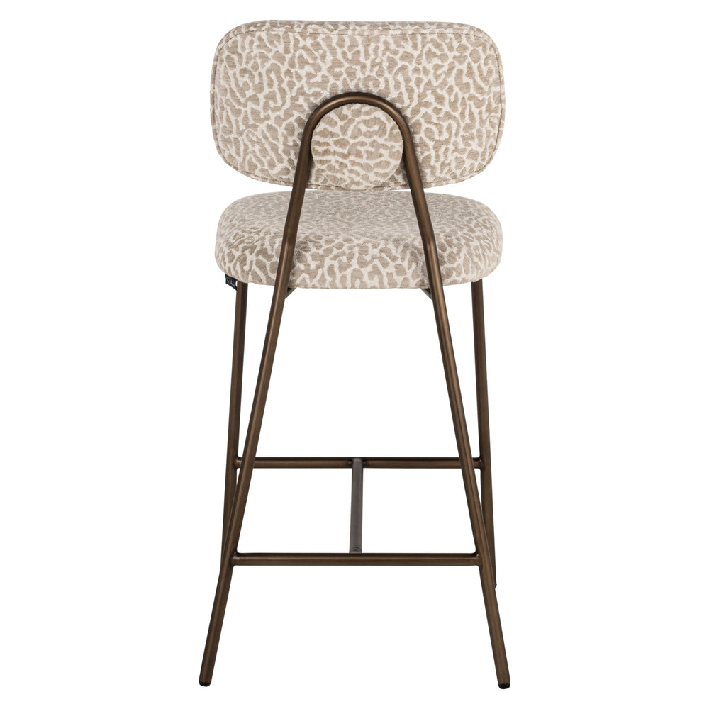 Scaun de bar Xenia (înălțime blat), leopard bej, ignifug (set de 2)
