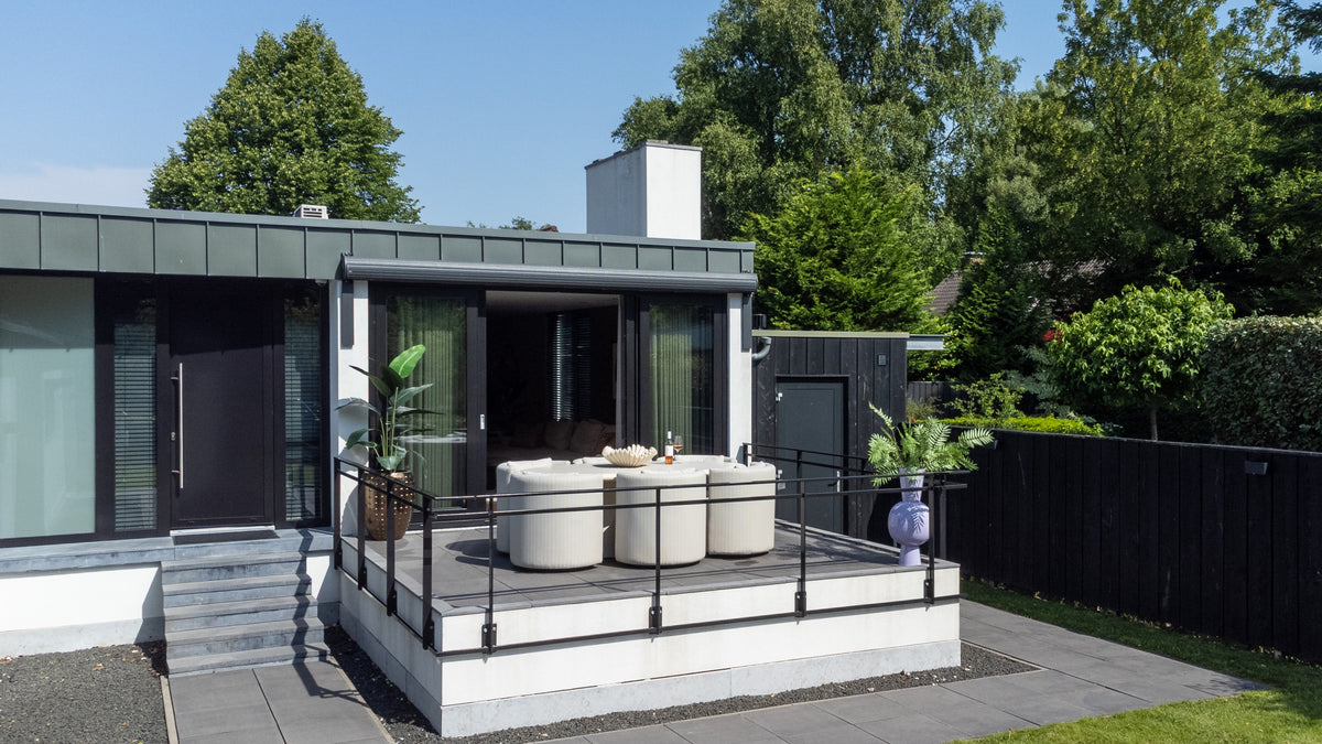 Scaun de exterior Marlin, bej, rotativ – ambient