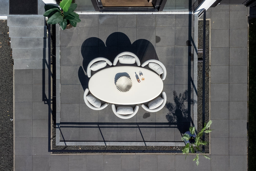 Scaun de exterior Marlin, bej, rotativ – ambient