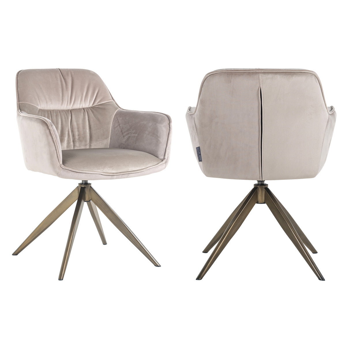 Scaun dining Aline, catifea kaki, rotativ, ignifug