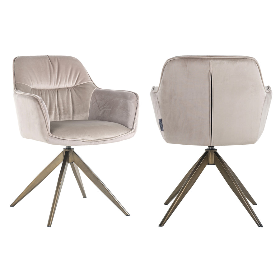 Scaun dining Aline, catifea kaki, rotativ, ignifug