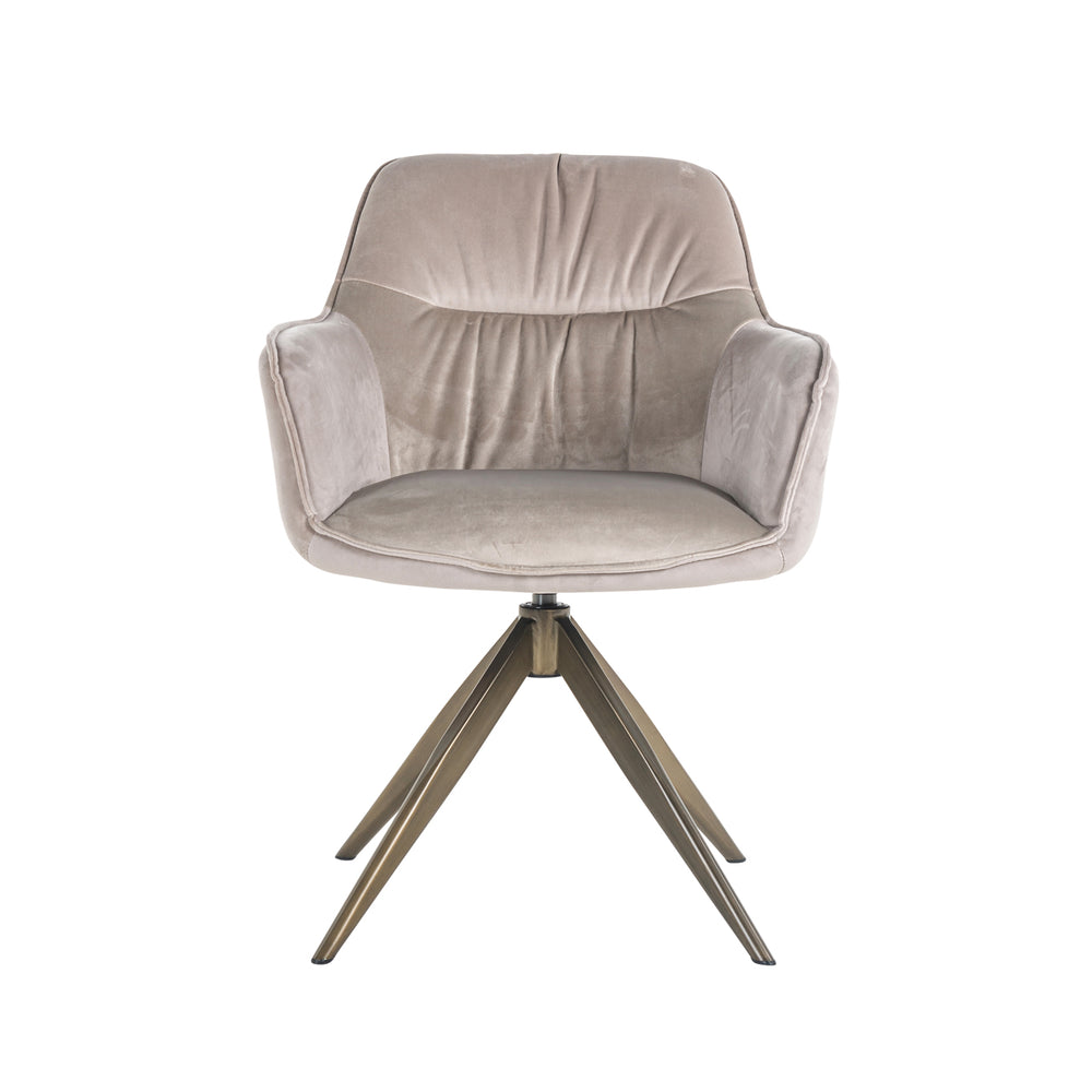 Scaun dining Aline, catifea kaki, rotativ, ignifug