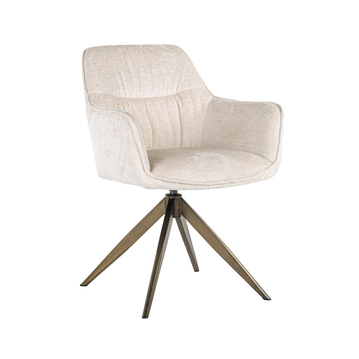 Scaun dining Aline, chenille albă, rotativ, ignifug