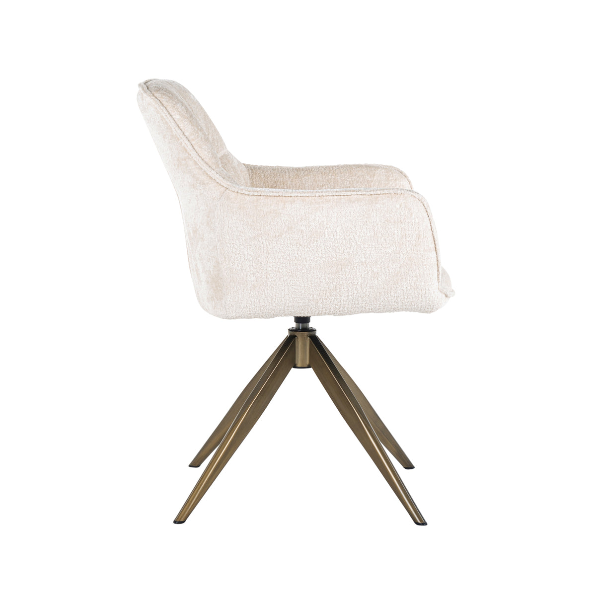 Scaun dining Aline, chenille albă, rotativ, ignifug