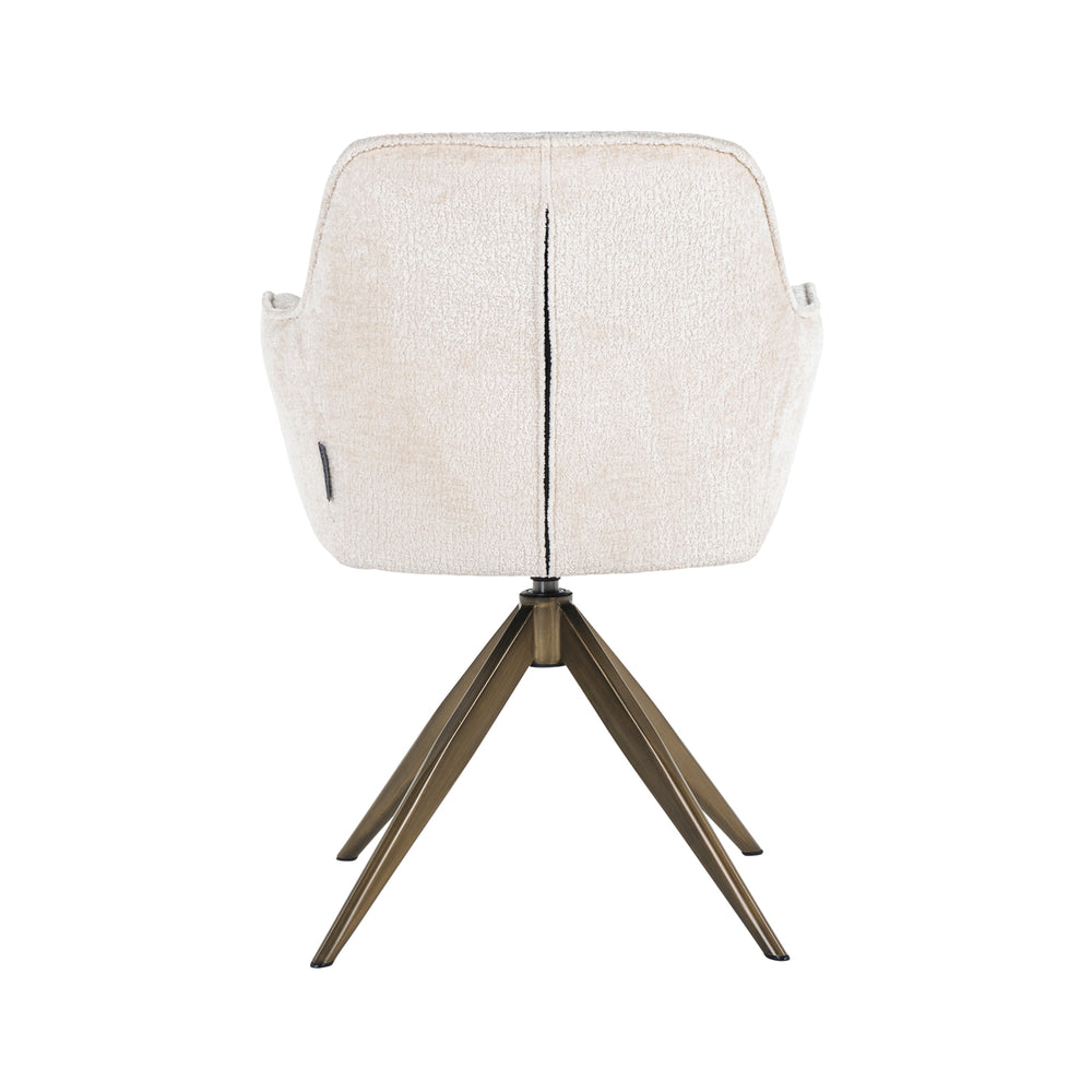 Scaun dining Aline, chenille albă, rotativ, ignifug