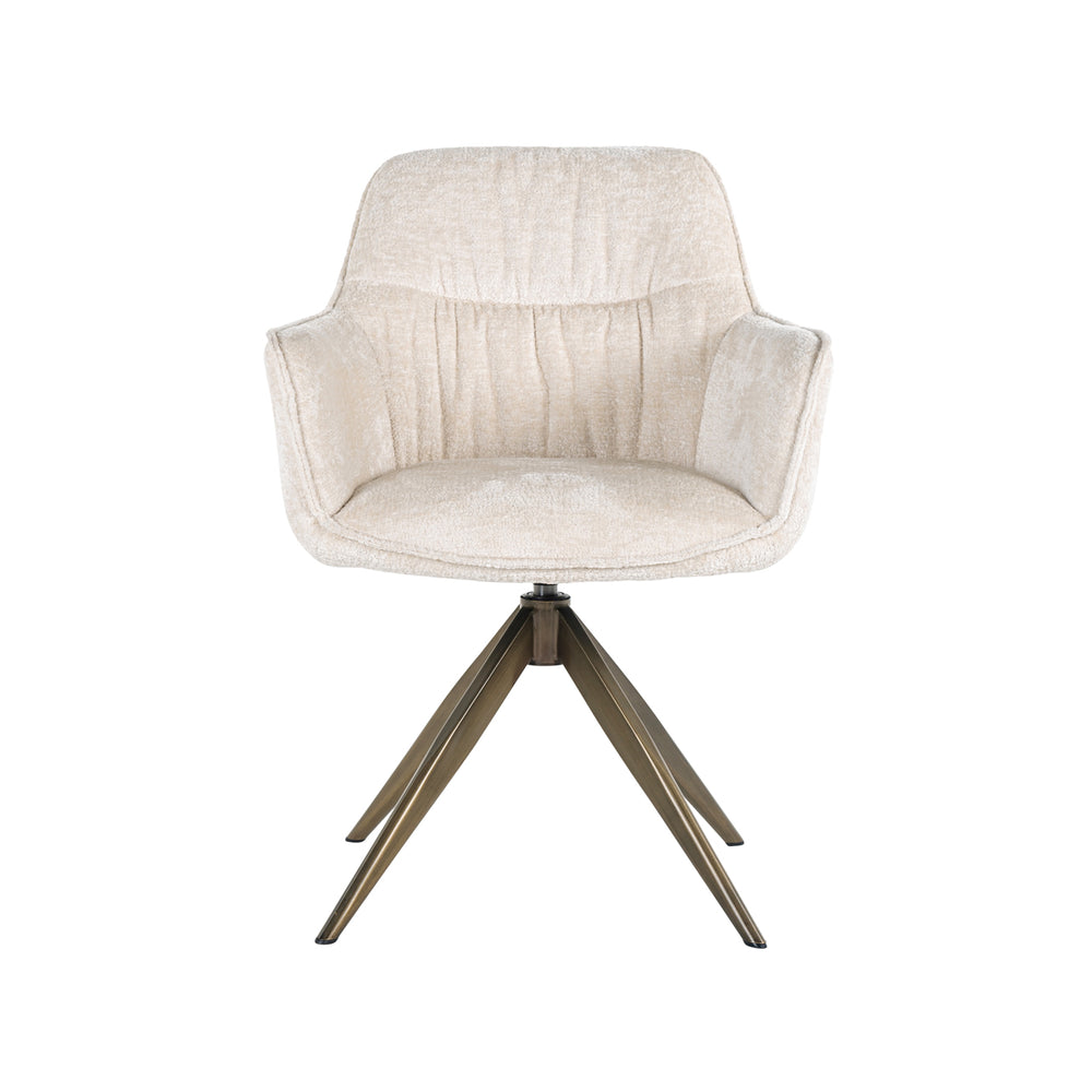 Scaun dining Aline, chenille albă, rotativ, ignifug