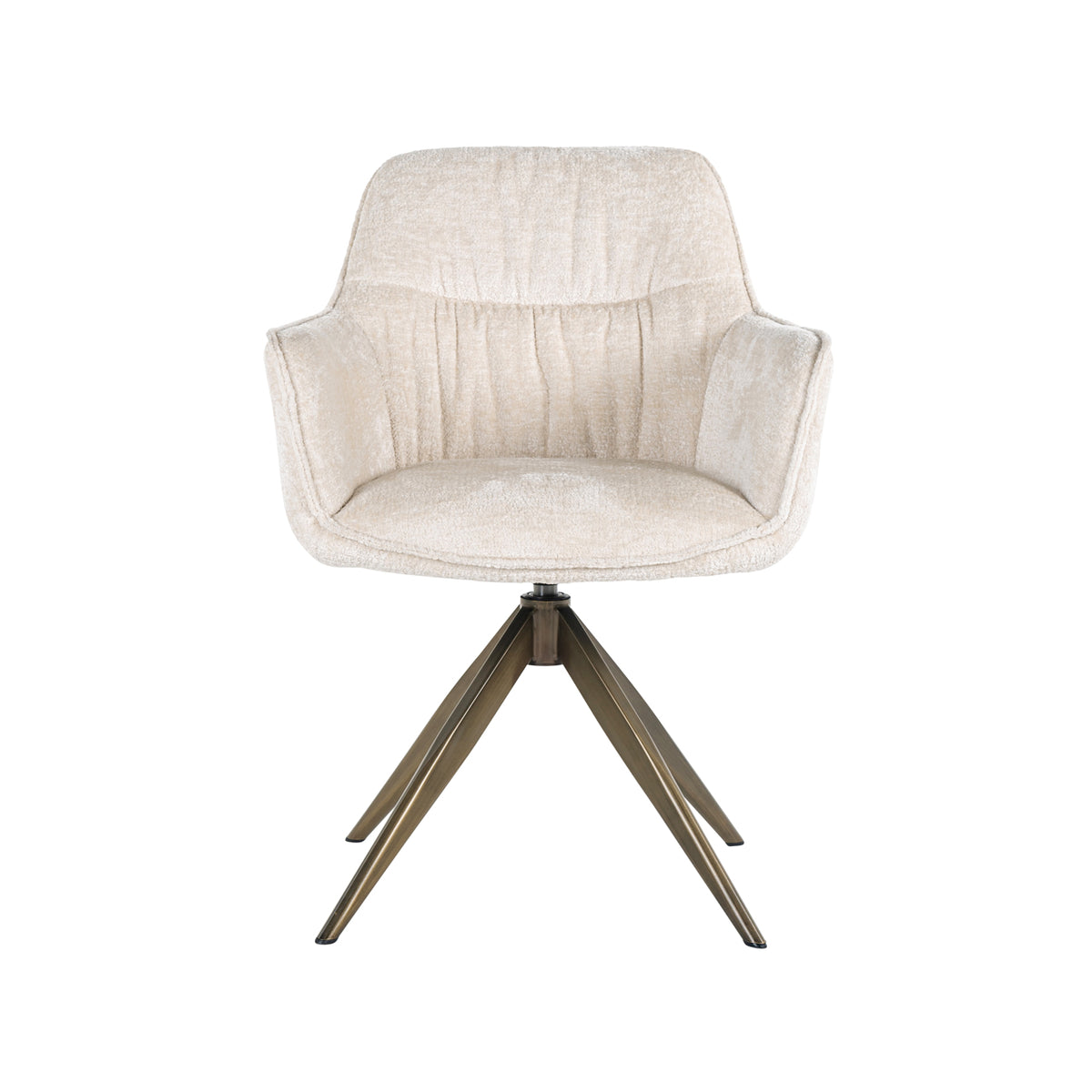 Scaun dining Aline, chenille albă, rotativ, ignifug
