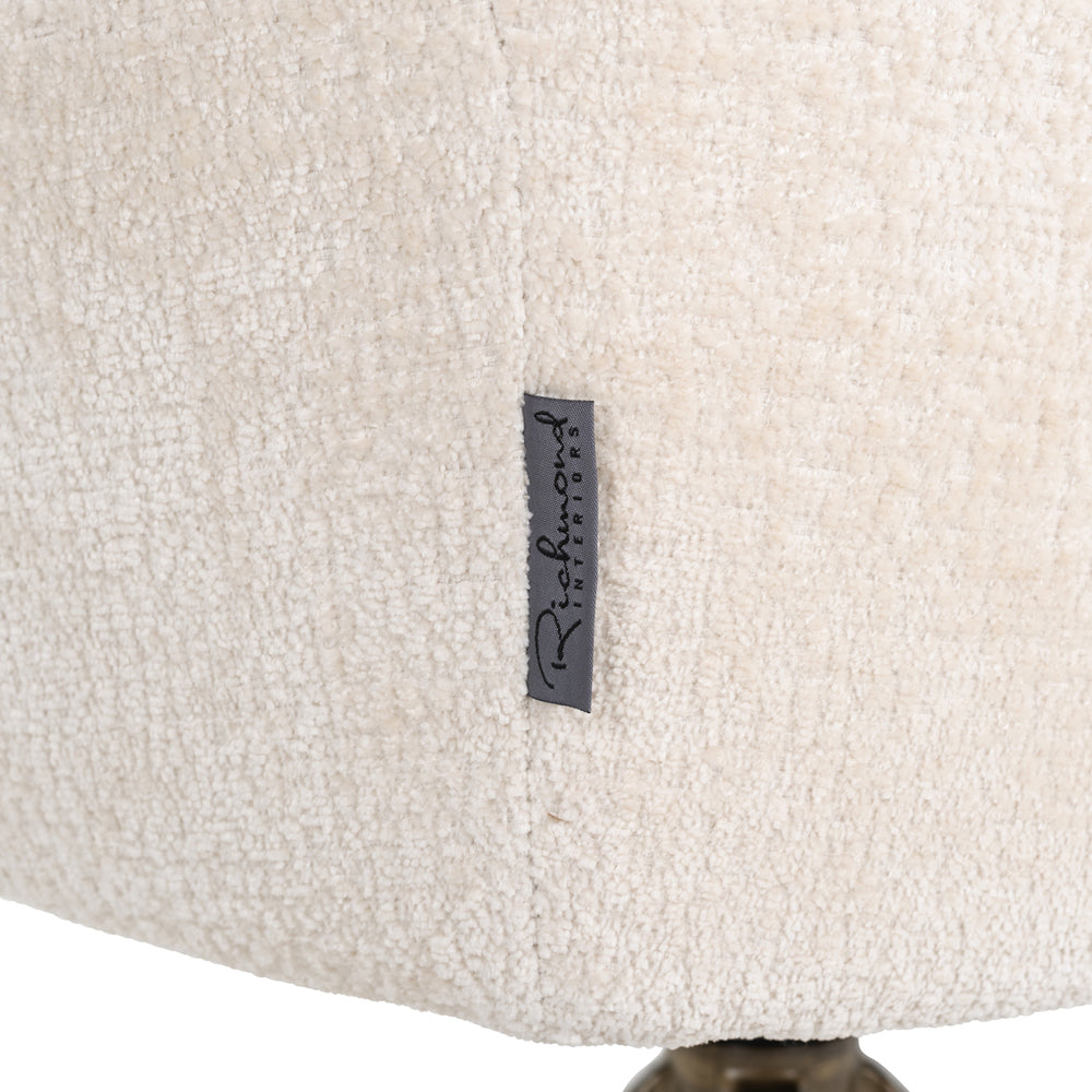 Scaun dining Aline, chenille albă, rotativ, ignifug