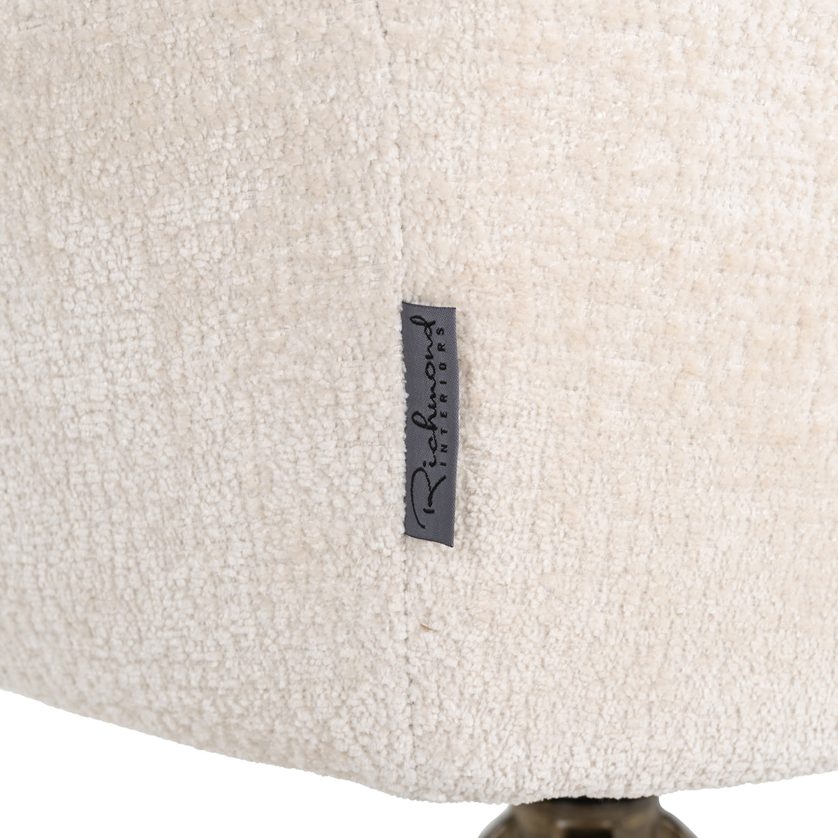 Scaun dining Aline, chenille albă, rotativ, ignifug