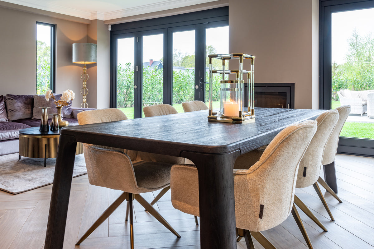 Scaun dining Aline, chenille albă, rotativ, ignifug – ambient