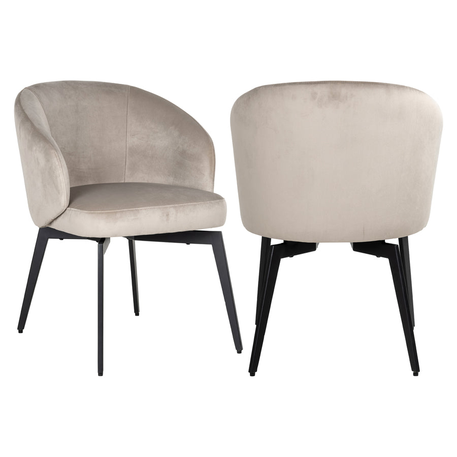 Scaun dining Amphara, catifea kaki, ignifug