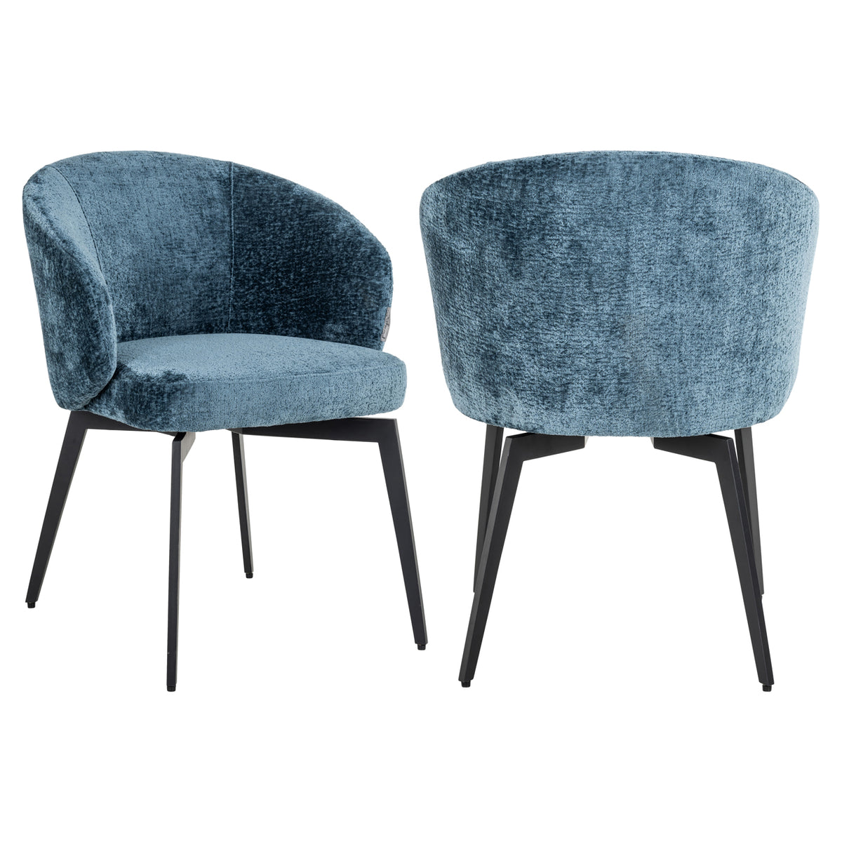 Scaun dining Amphara, chenille albastră, ignifug