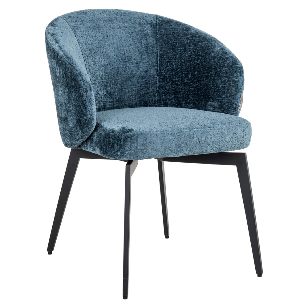 Scaun dining Amphara, chenille albastră, ignifug