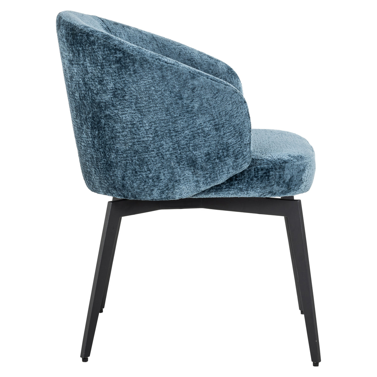 Scaun dining Amphara, chenille albastră, ignifug