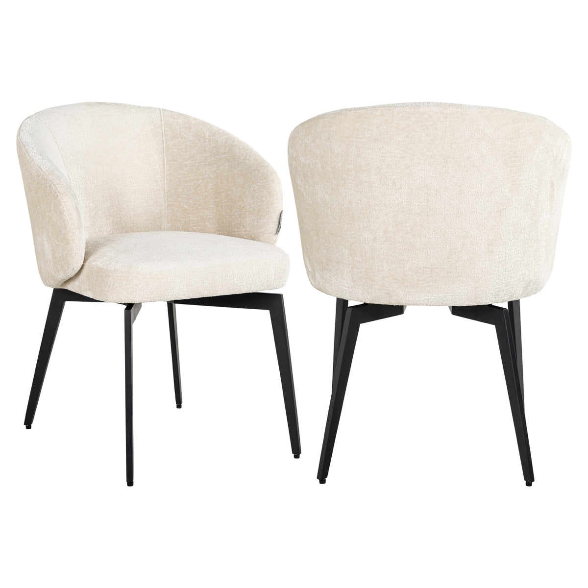 Scaun dining Amphara FR, chenille albă, ignifug