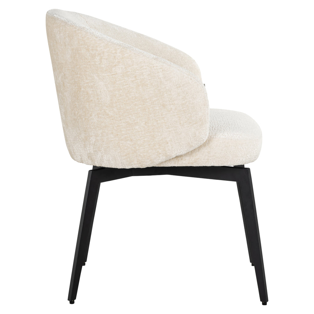 Scaun dining Amphara FR, chenille albă, ignifug