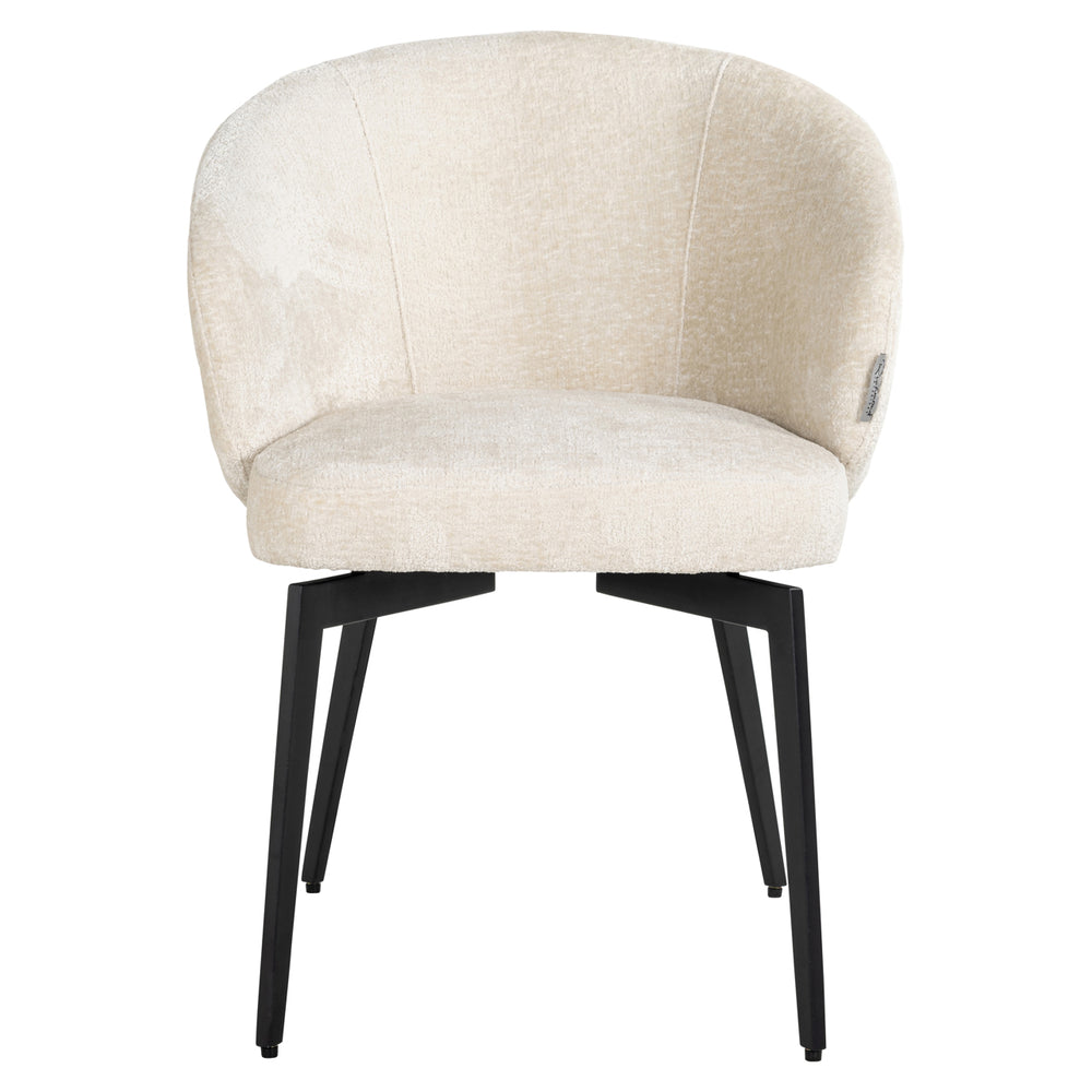 Scaun dining Amphara FR, chenille albă, ignifug