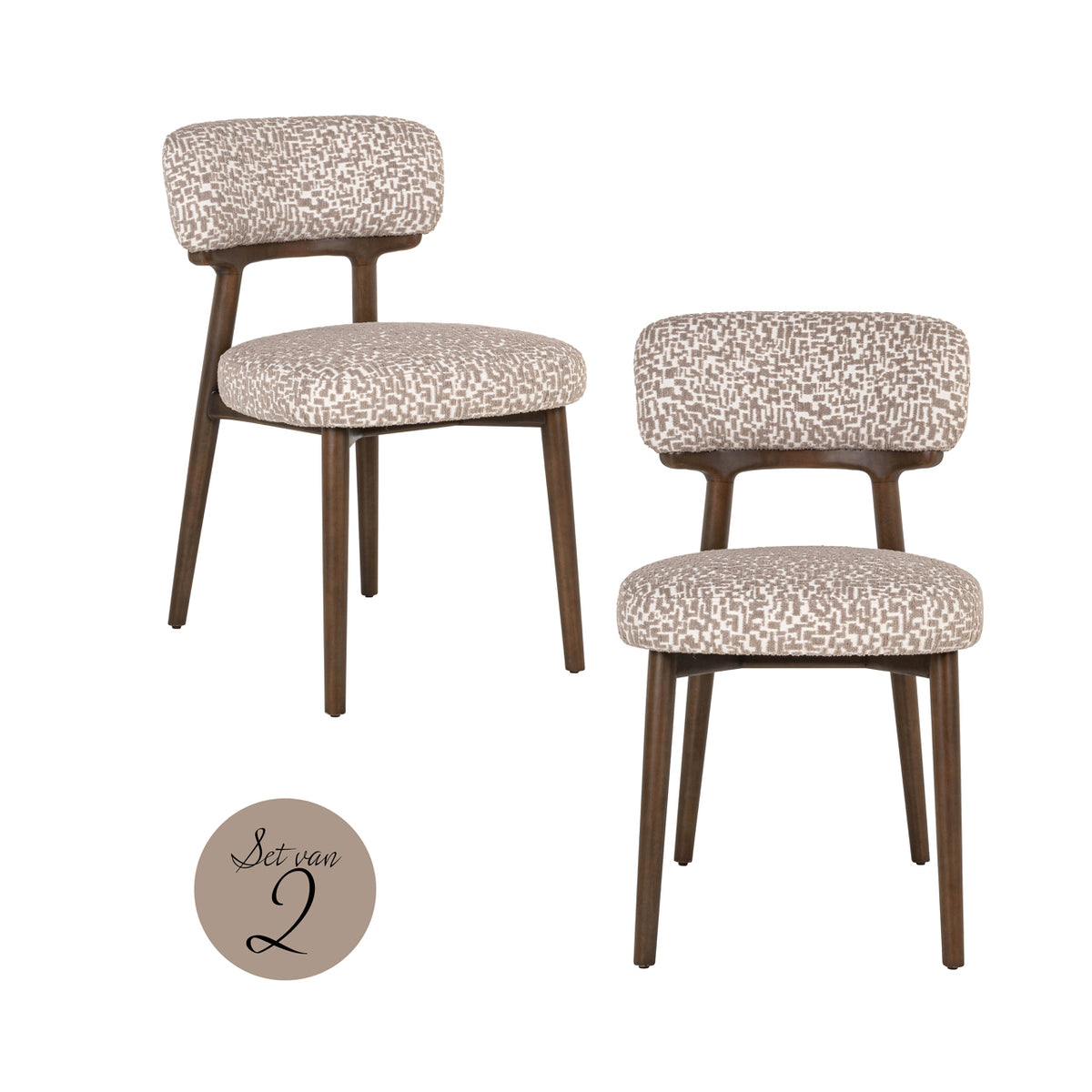 Scaun dining Basker, geo natural (set de 2)