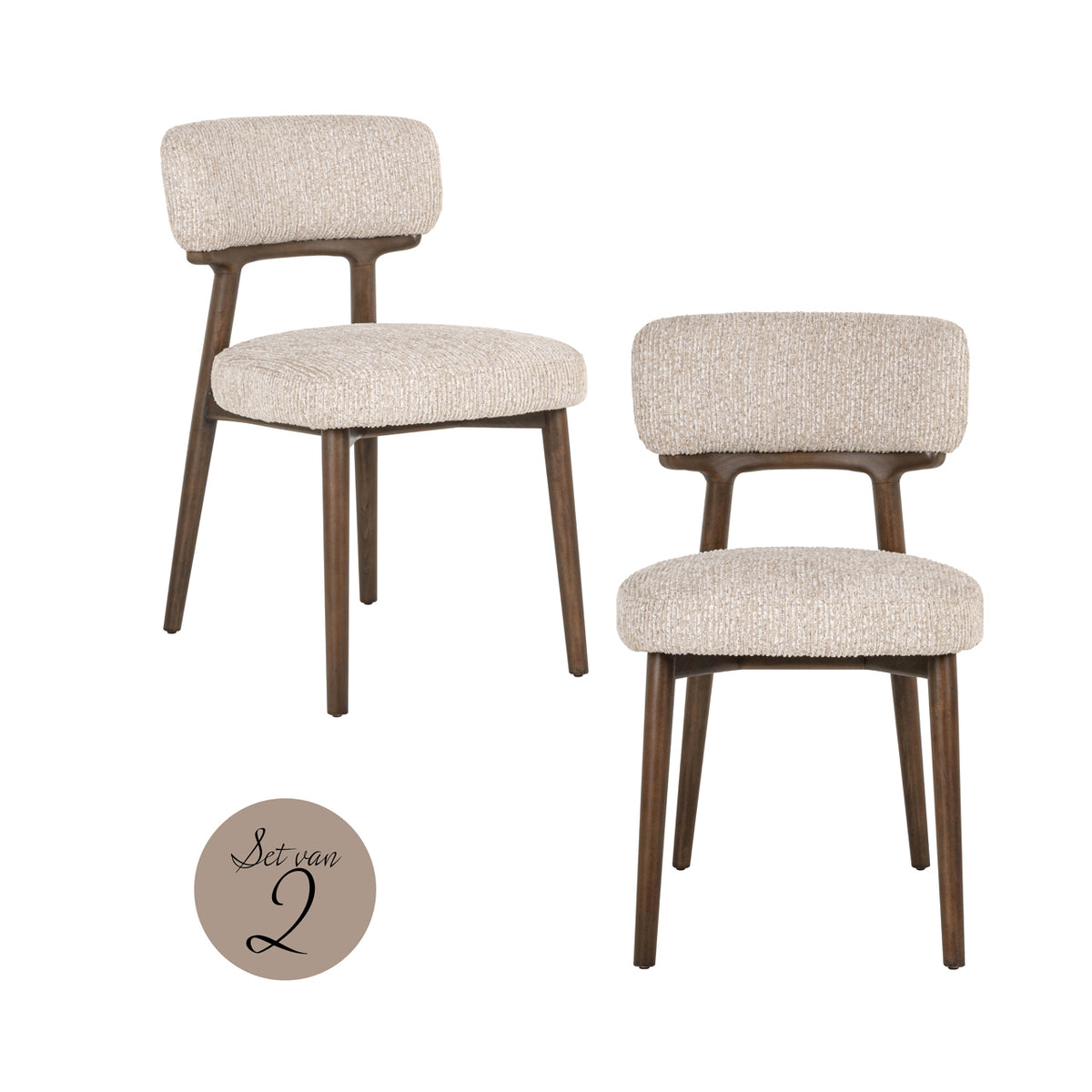Scaun dining Basker, linear natural (set de 2)