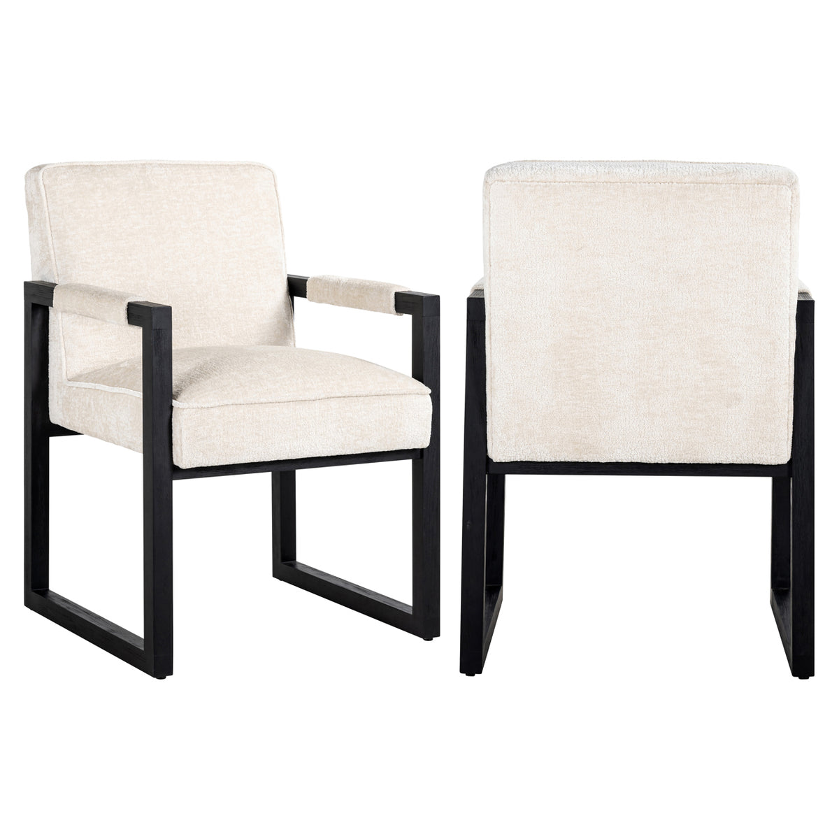 Scaun dining Beck, chenille albă