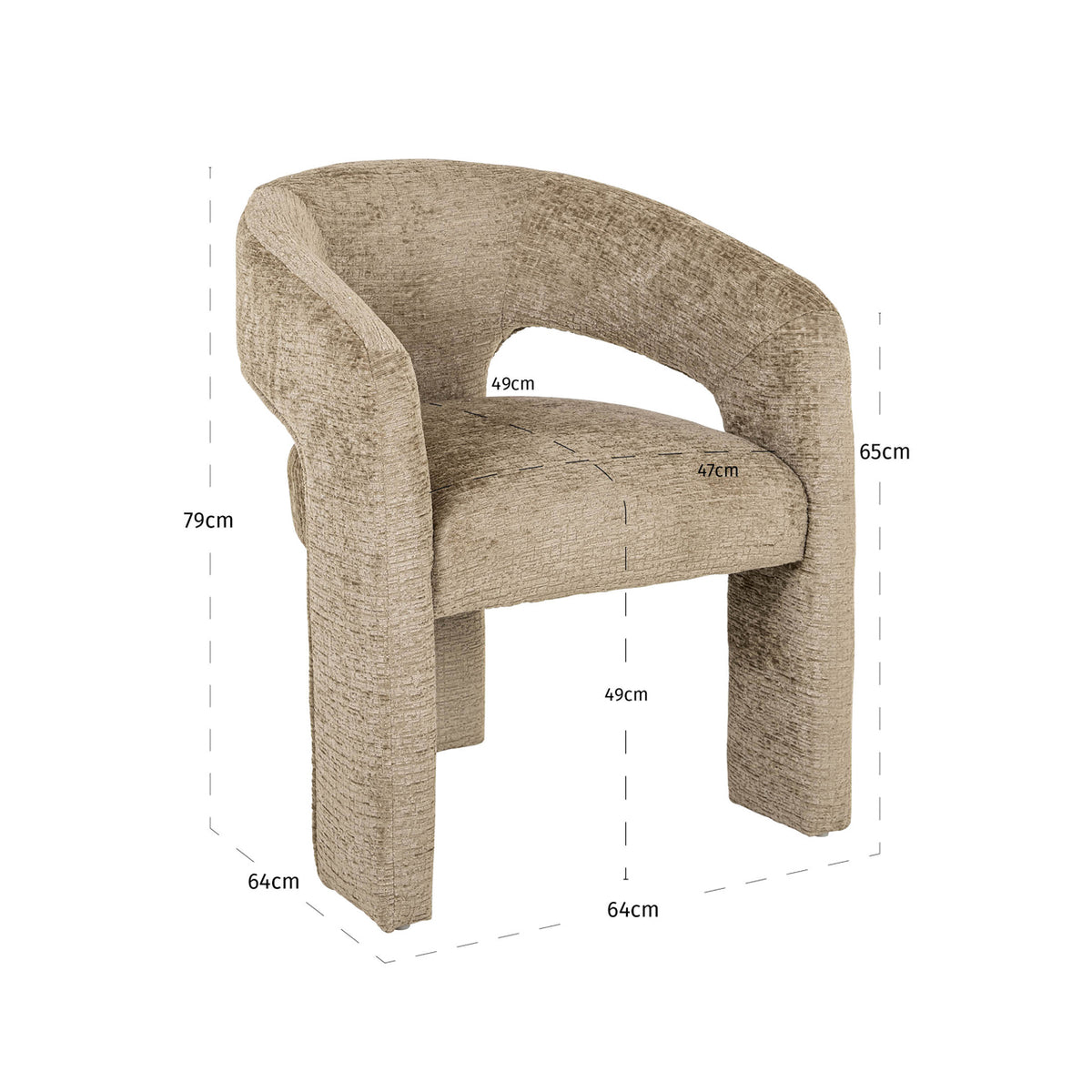 Scaun dining Belle, desert fusion, ignifug – desen tehnic cu dimensiuni