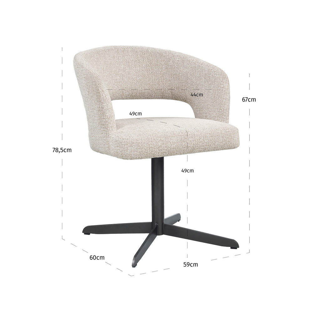 Scaun dining Blanca, natural fancy, ignifug – desen tehnic cu dimensiuni