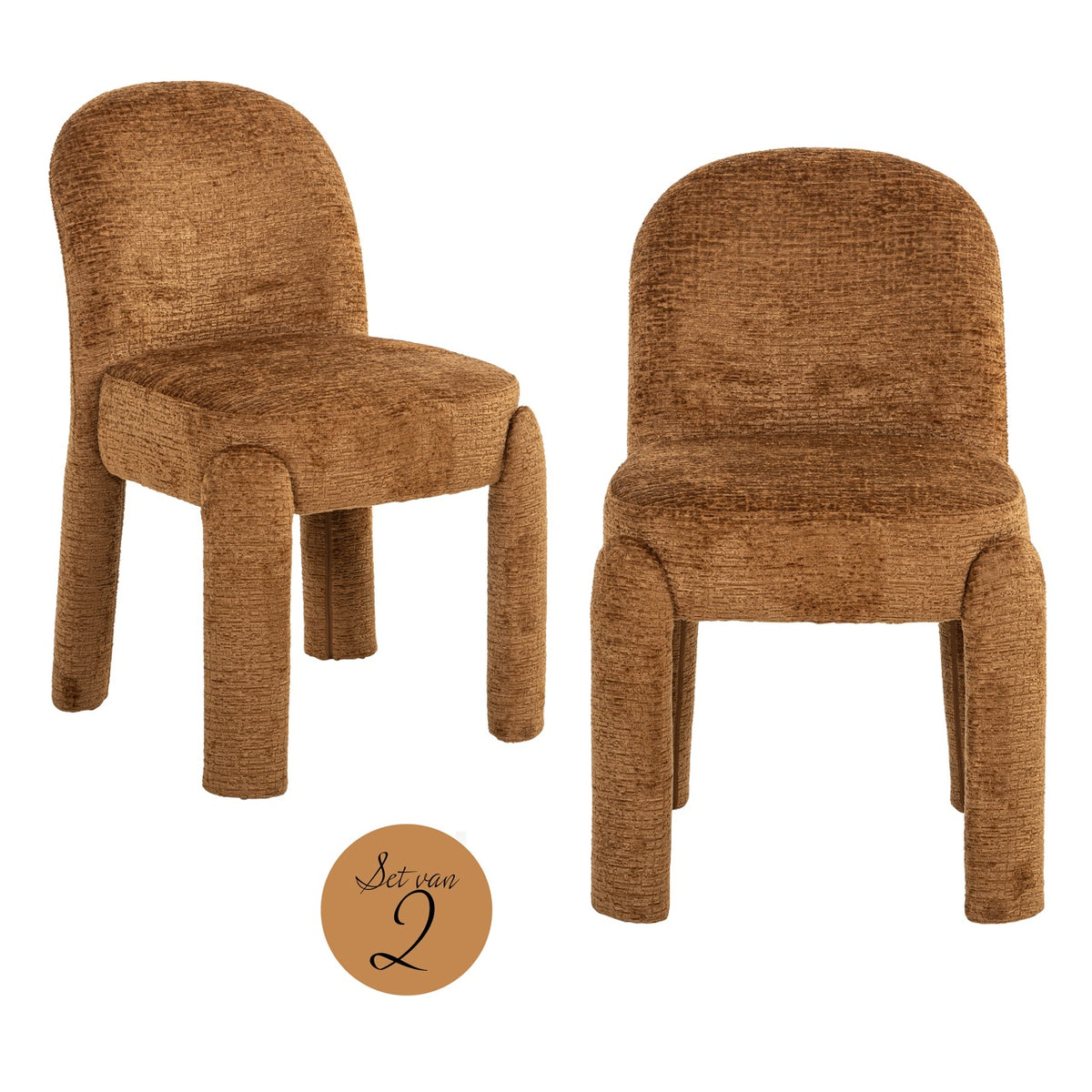 Scaun dining Brandi, cognac fusion (set de 2)